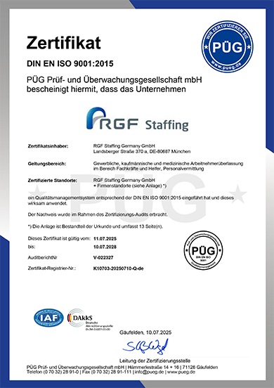 Gepr&uuml;fte Qualit&auml;t: DIN EN ISO 9001 f&uuml;r Arbeitnehmer&uuml;berlassung & Vermittlung